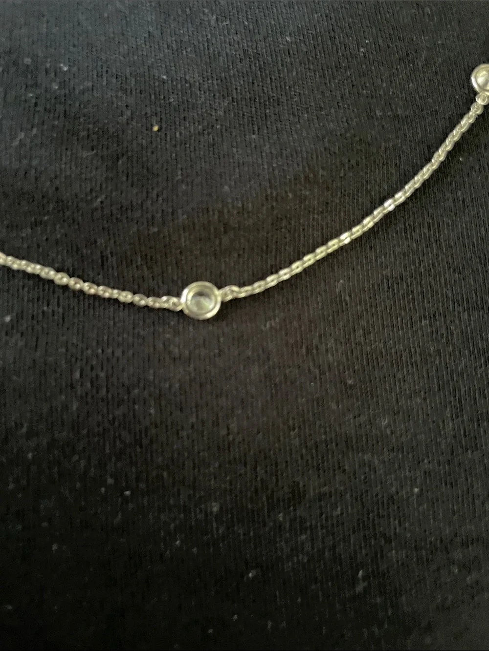 Layered Sterling Silver Station Necklace with Bezel Crystal Accents